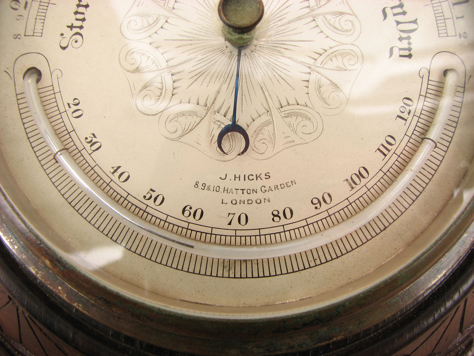 Edwardian Art Nouveau style barometer signed J Hicks Hatton Garden